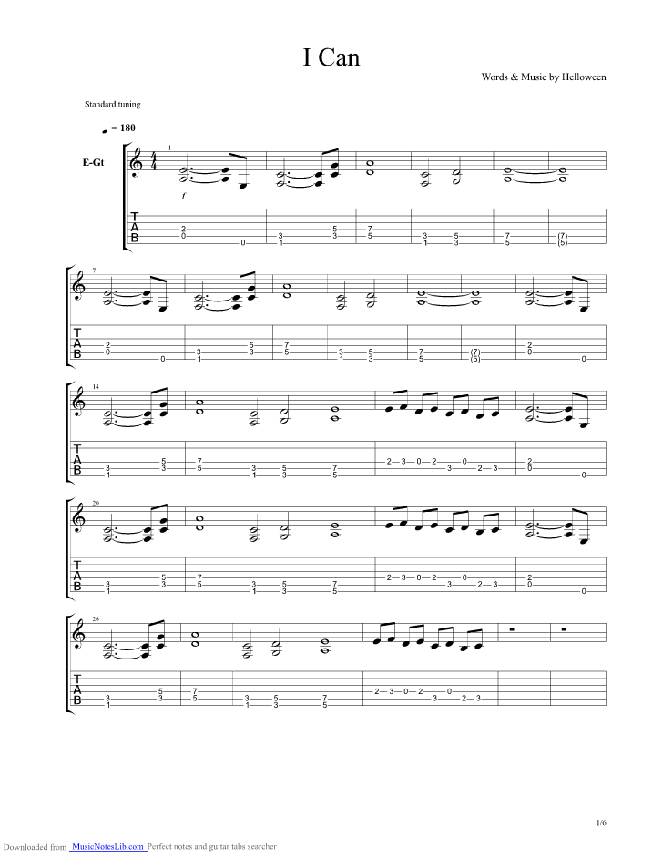 I Can guitar pro tab by Helloween