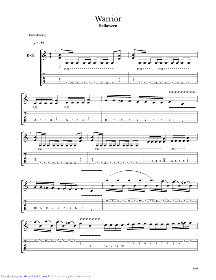 Warrior guitar pro tab by Helloween