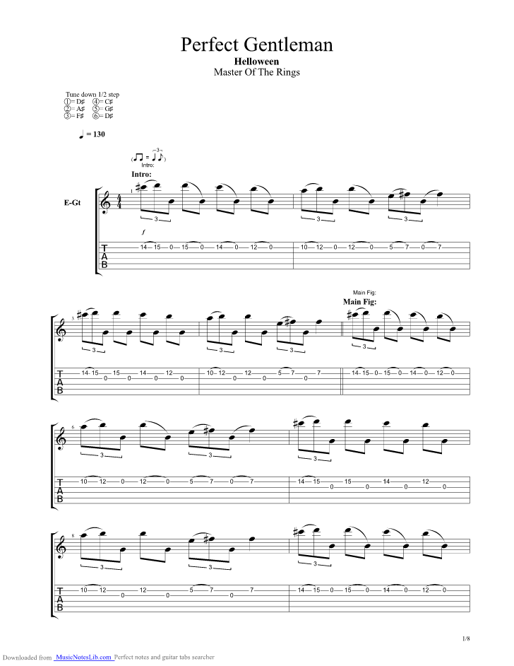 Perfect Gentleman guitar pro tab by Helloween