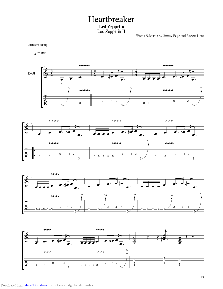 Heartbreaker guitar pro tab by Led Zeppelin