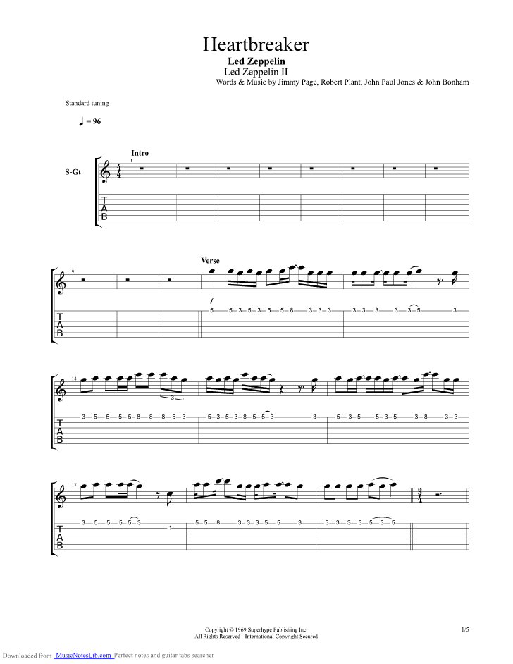Heartbreaker guitar pro tab by Led Zeppelin