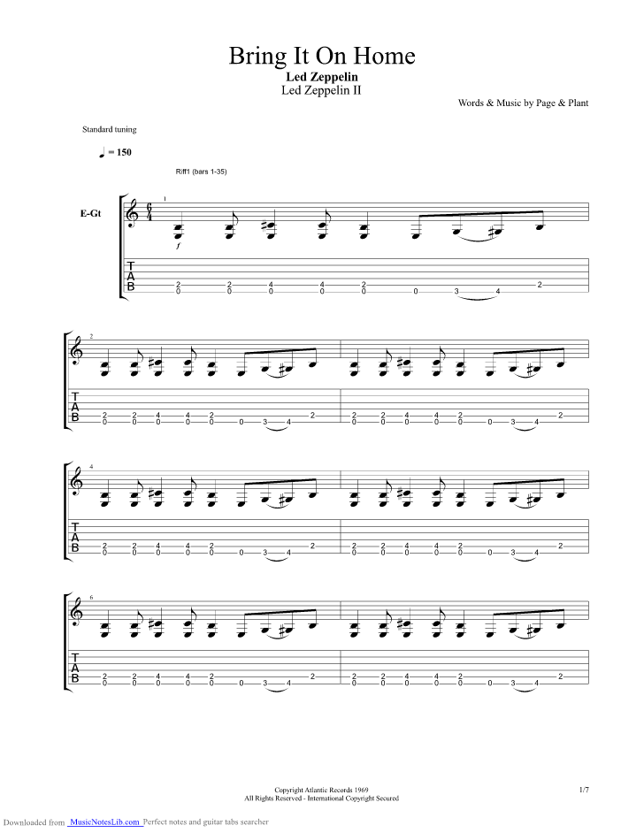 Bring It On Home guitar pro tab by Led Zeppelin