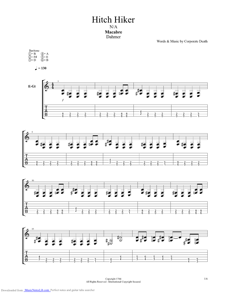 Hitchhiker guitar pro tab by Macabre