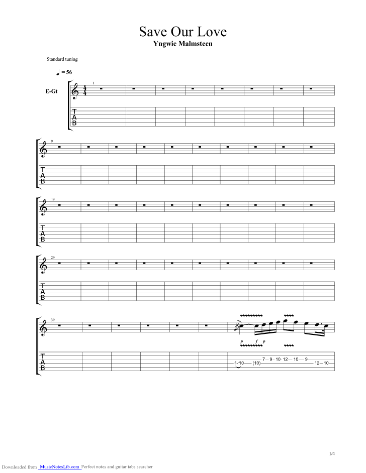 Save Our Love guitar pro tab by Malmsteen Yngwie