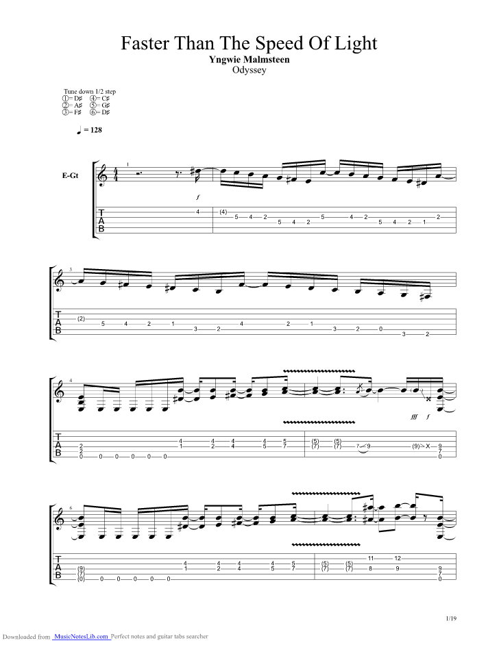 Faster Than The Speed Of Light guitar pro tab by Malmsteen Yngwie