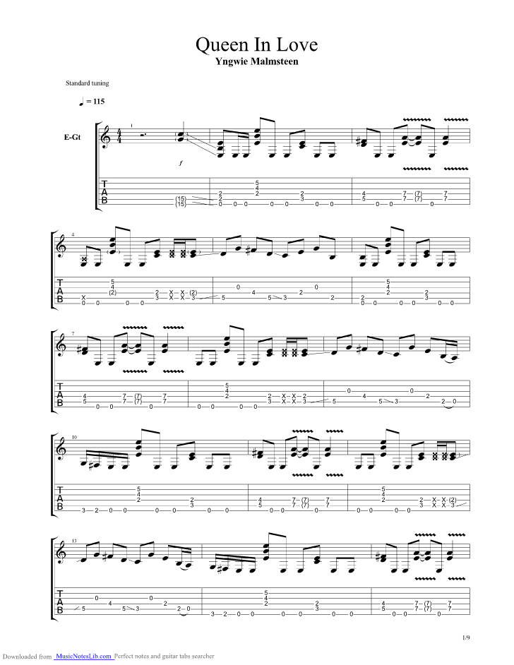 Queen In Love guitar pro tab by Malmsteen Yngwie