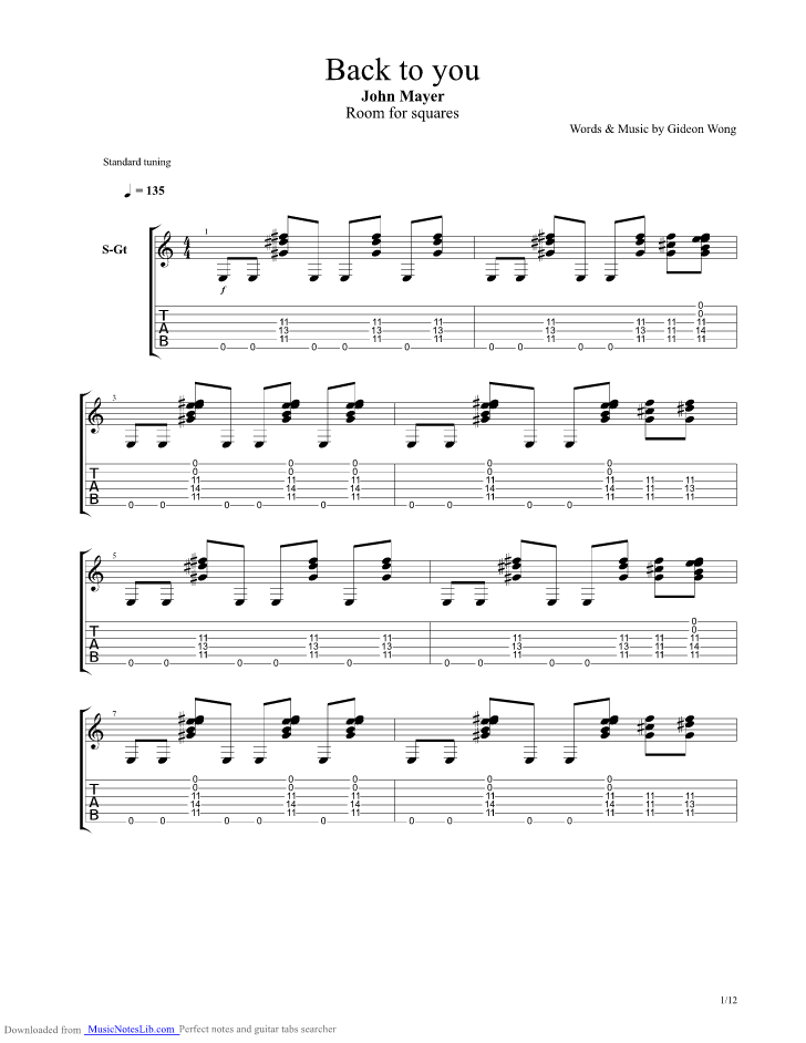 No Such Thing guitar pro tab by John Mayer