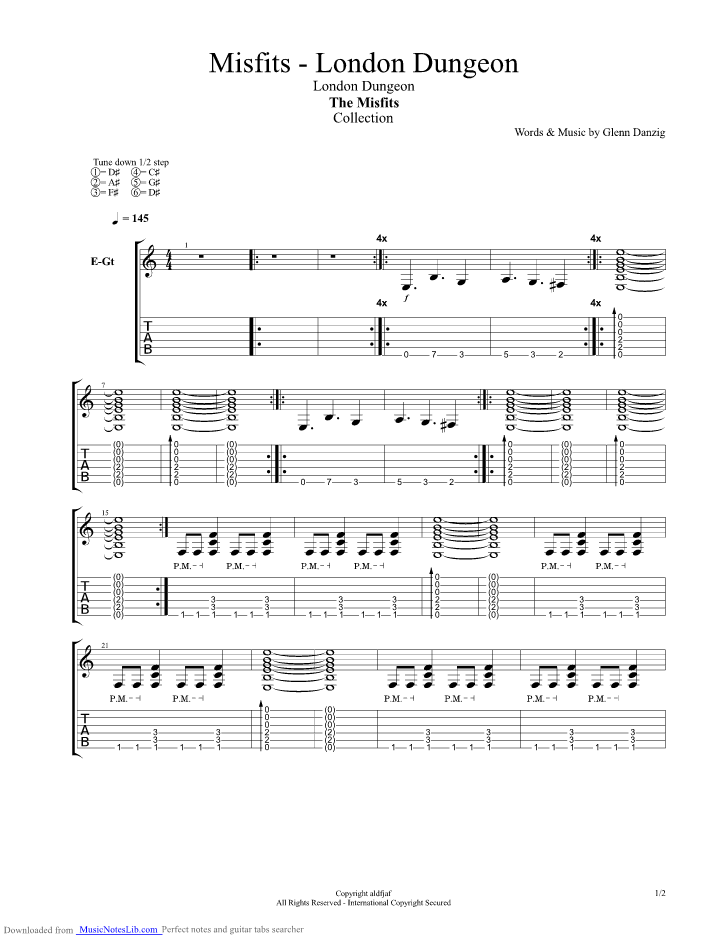 London Dungeon guitar pro tab by Misfits