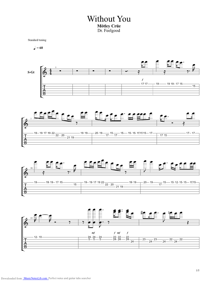 Without You guitar pro tab by Motley Crue