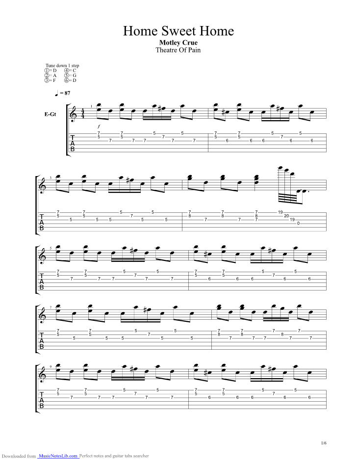 Home Sweet Home guitar pro tab by Motley Crue