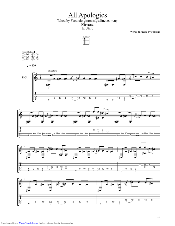 All Apologies guitar pro tab by Nirvana