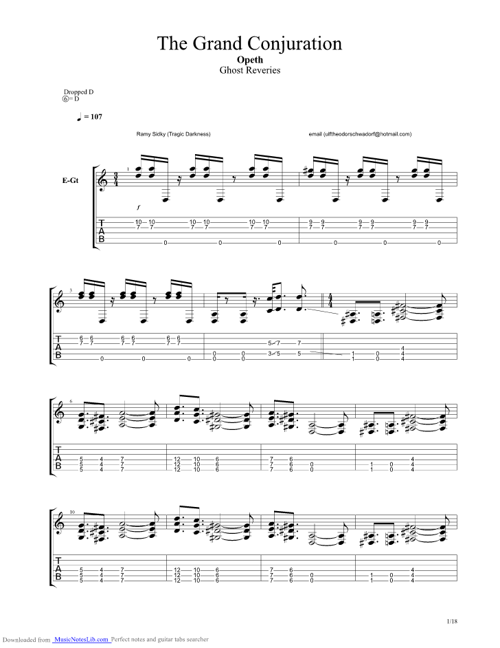 The Grand Conjuration guitar pro tab by Opeth