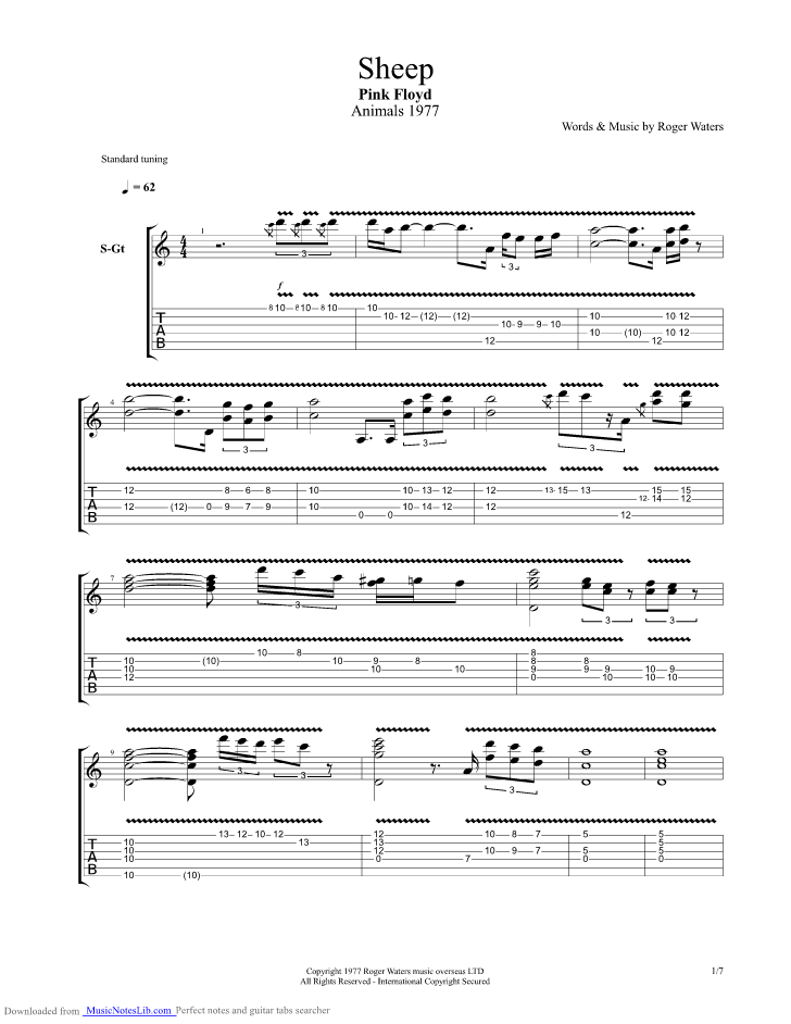 Sheep guitar pro tab by Pink Floyd