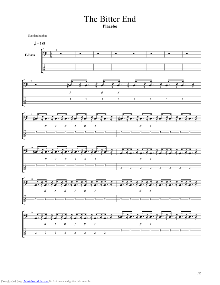 The Bitter End guitar pro tab by Placebo