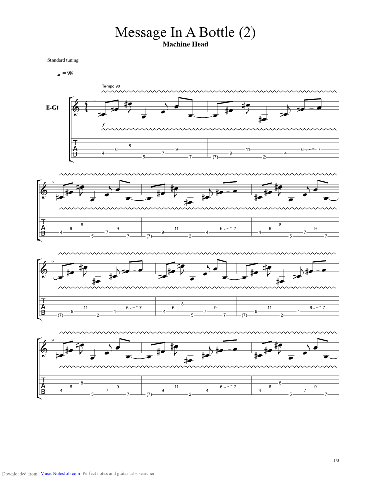 Message In A Bottle guitar pro tab by The Police