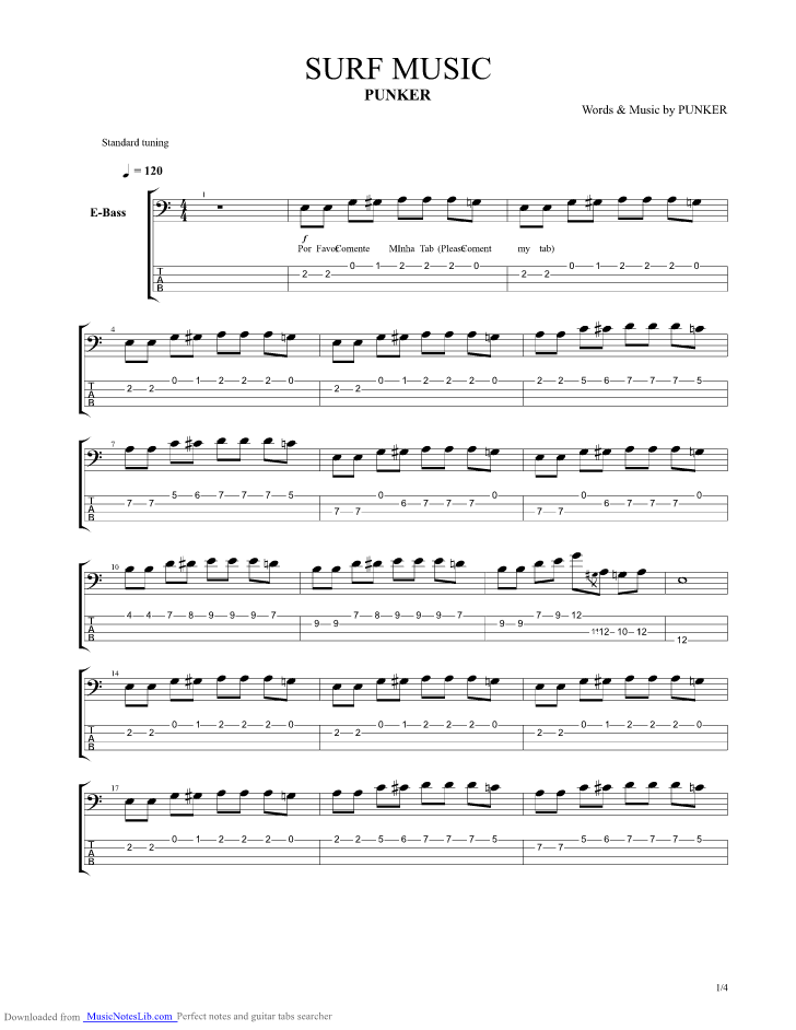 Surf Music guitar pro tab by Punker