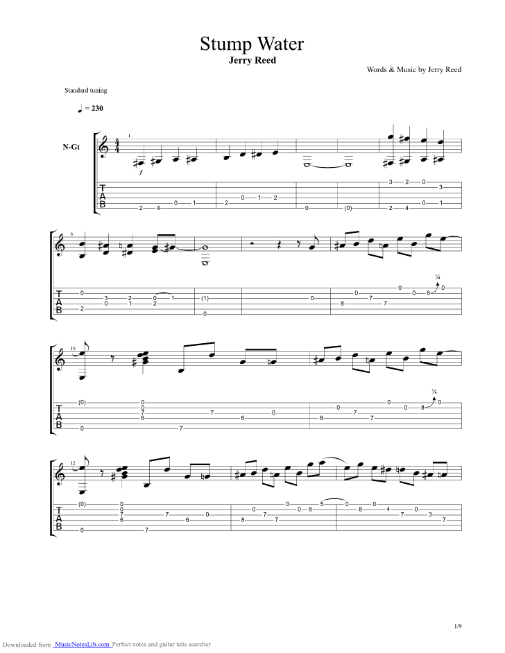 Stump Water guitar pro tab by Jerry Reed