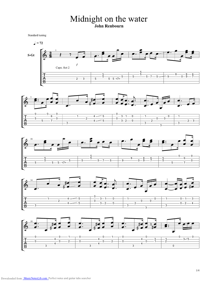 Midnight on the water guitar pro tab by Renbourn John
