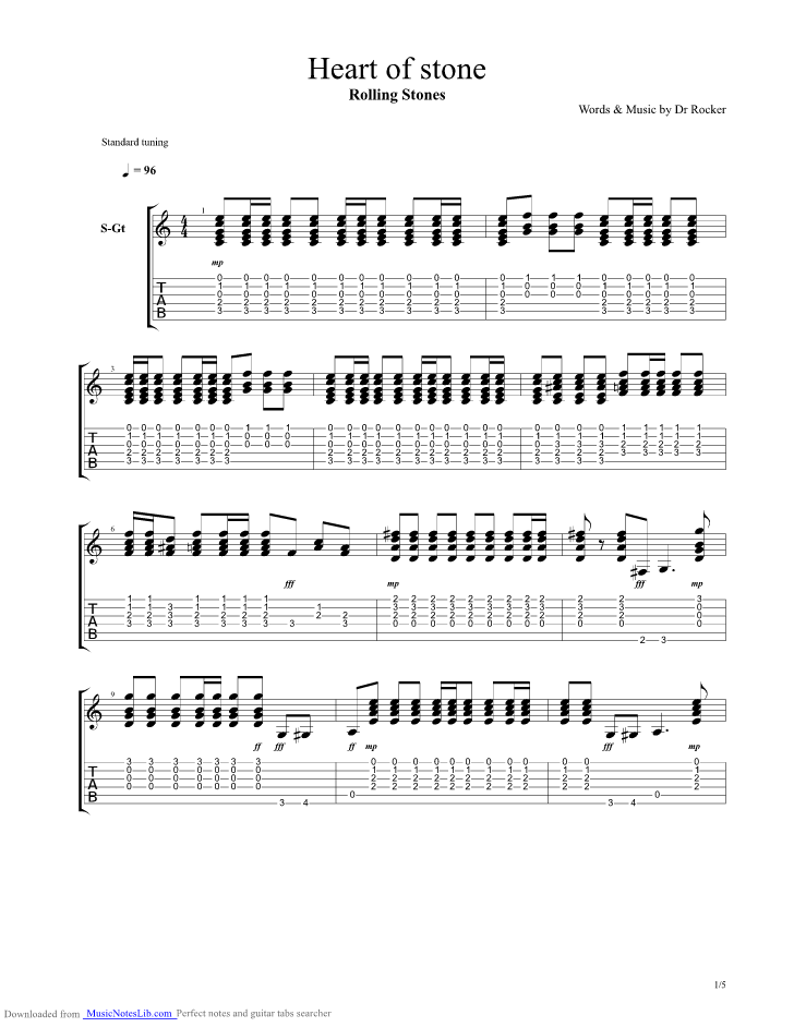 Heart Of Stone guitar pro tab by Rolling Stones