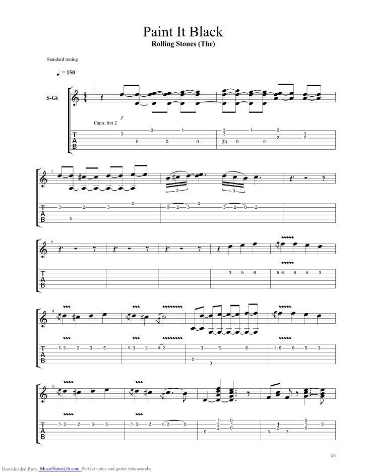 Paint It Black guitar pro tab by Rolling Stones