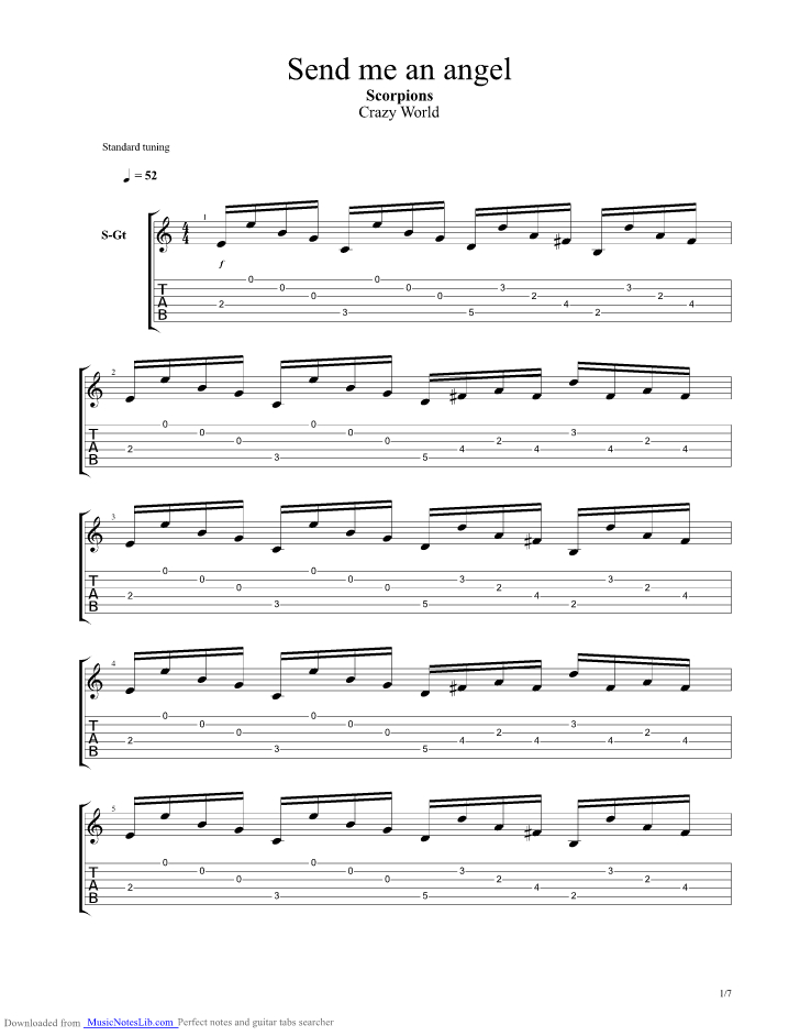 Send me an angel guitar pro tab by Scorpions