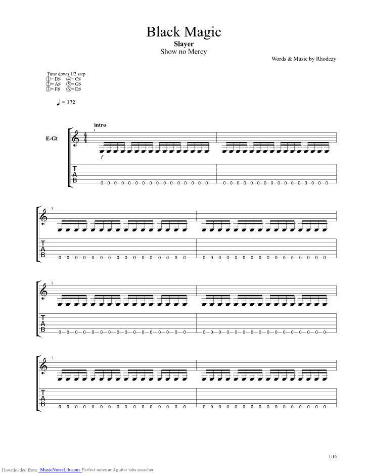 Black Magic guitar pro tab by Slayer