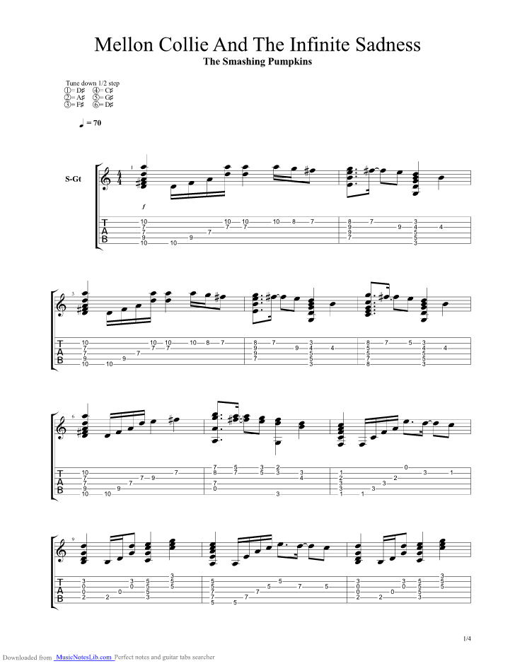 Mellon Collie and the Infinite Sadness guitar pro tab by Smashing