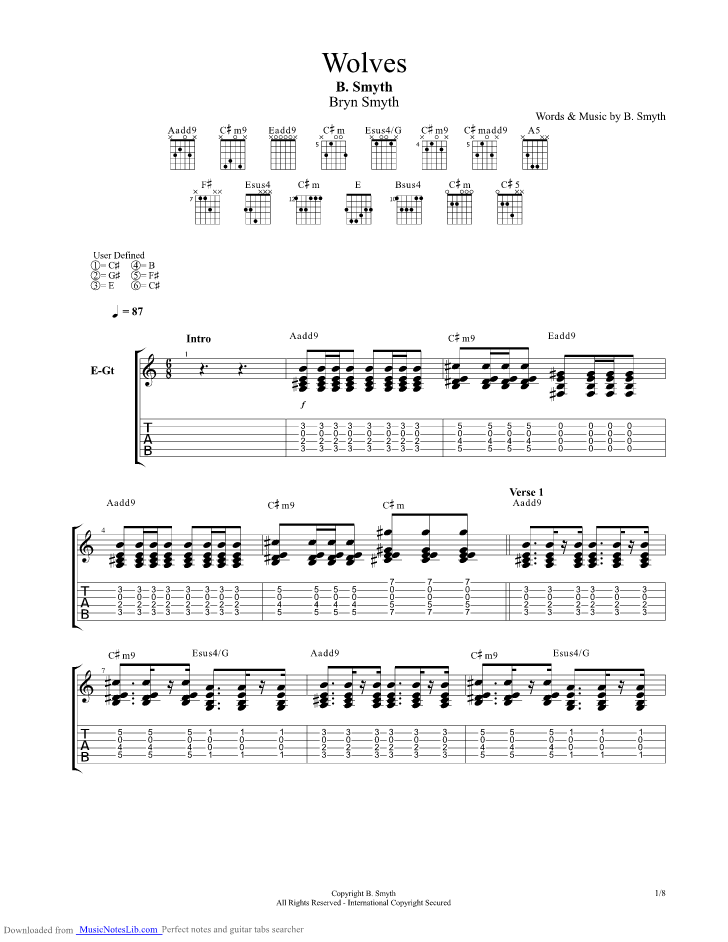 Wolves guitar pro tab by Smyth B