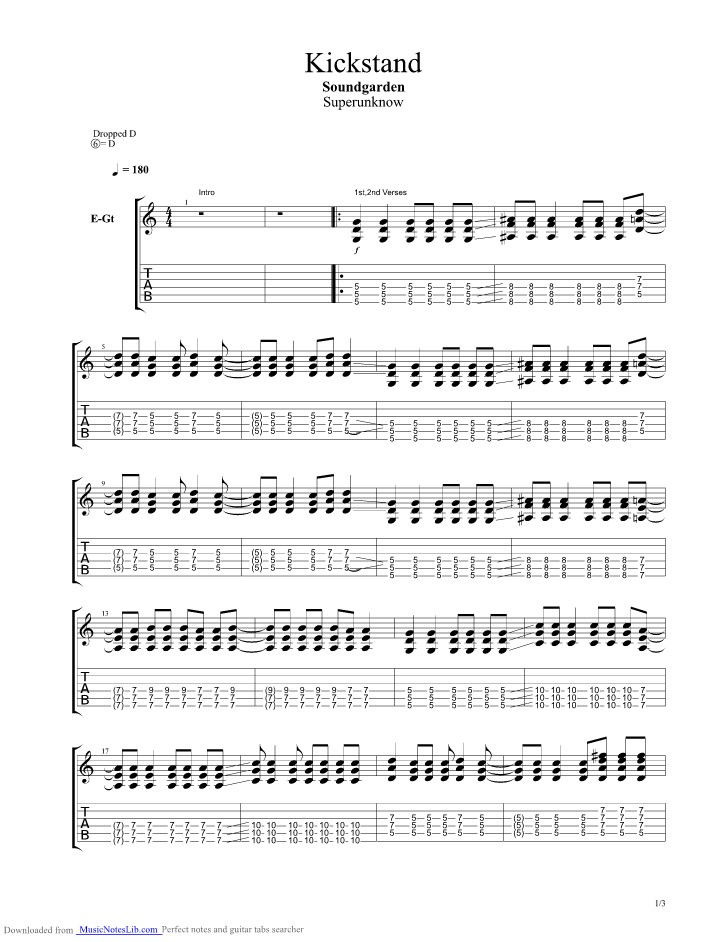 Kickstand guitar pro tab by Soundgarden