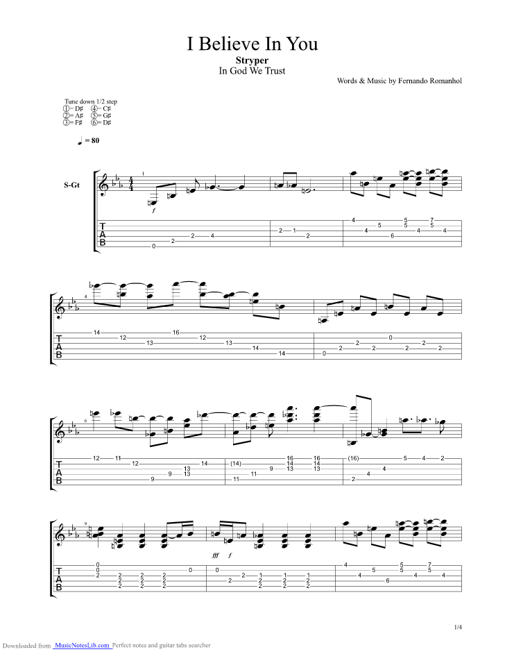 I Believe In You guitar pro tab by Stryper