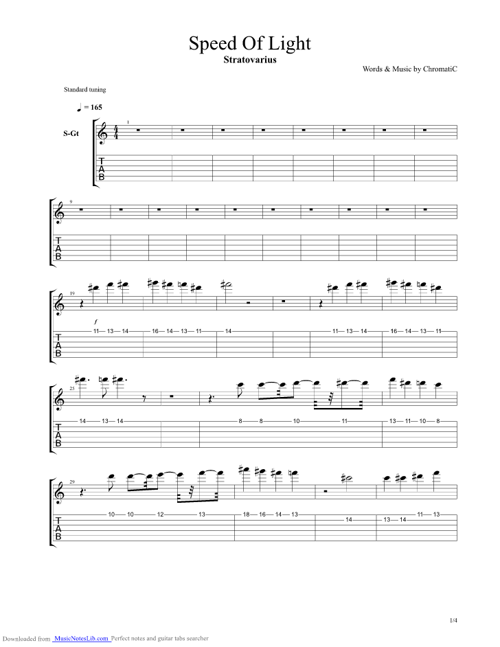 Speed Of Light guitar pro tab by Stratovarius
