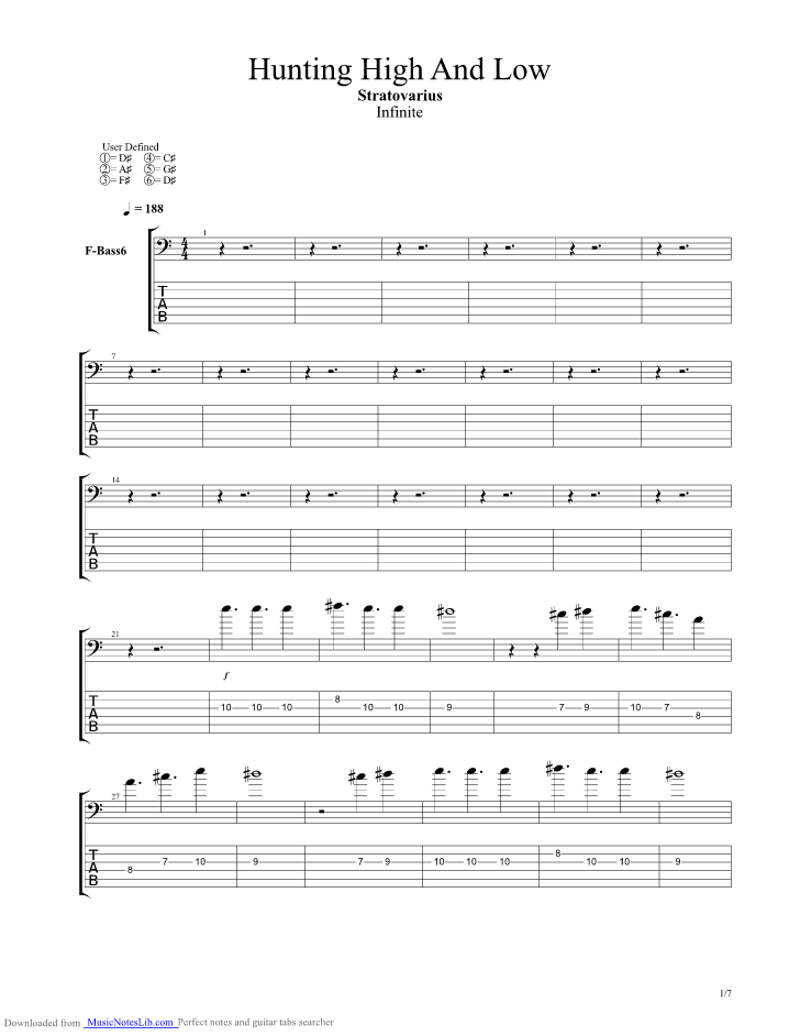 Hunting High And Low guitar pro tab by Stratovarius