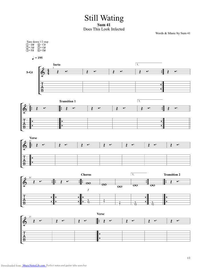 Still waiting guitar pro tab by Sum 41