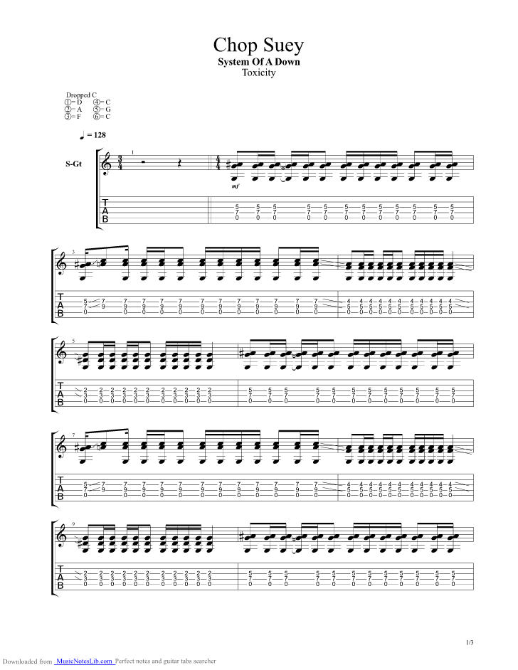 Chop suey guitar pro tab by System of a down