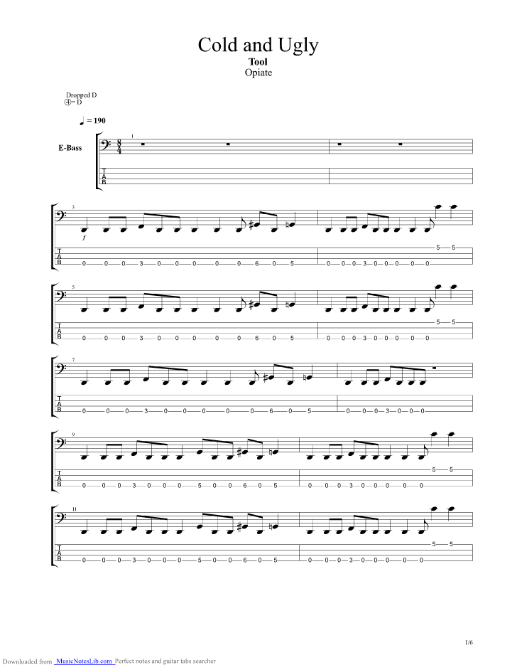 Cold And Ugly guitar pro tab by Tool