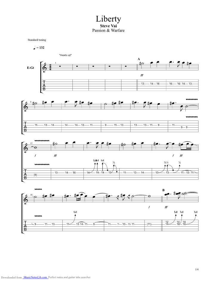 Liberty guitar pro tab by Steve Vai