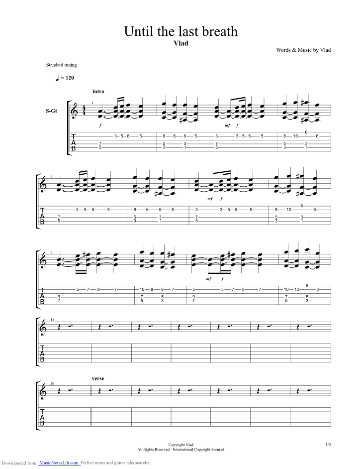 Until The Last Breath guitar pro tab by Vlad
