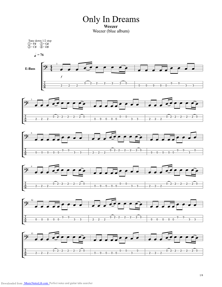 Only in dreams guitar pro tab by Weezer