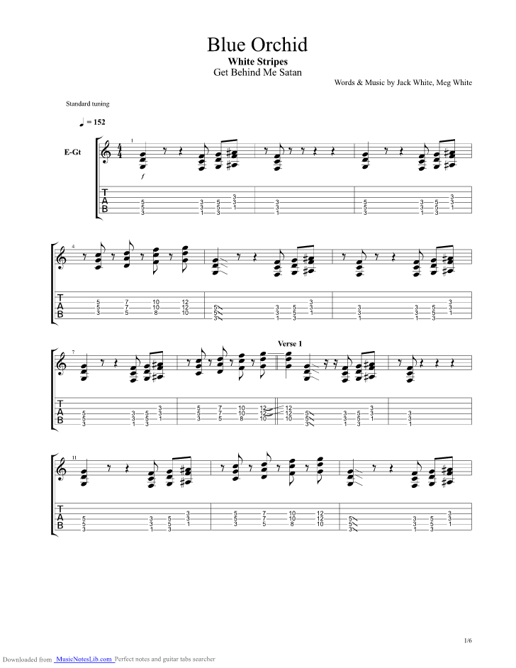 Blue Orchid guitar pro tab by The White Stripes