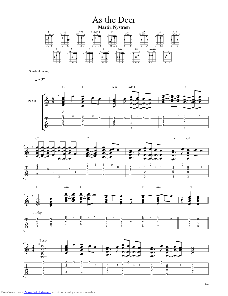 As The Deer guitar pro tab by Worship