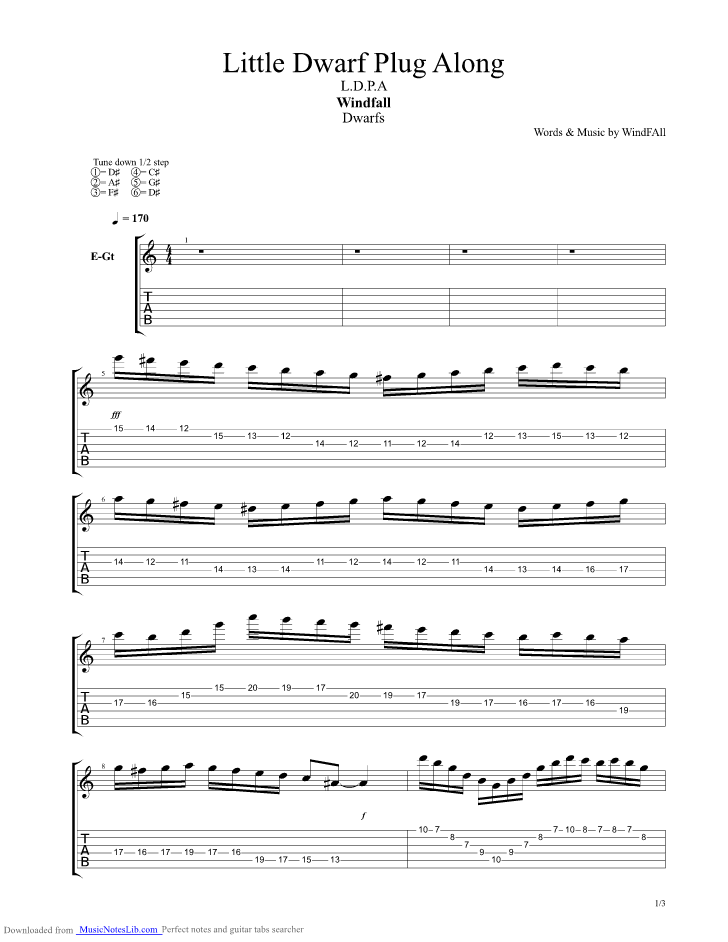 Little Dwarf Plug Along guitar pro tab by Windfall