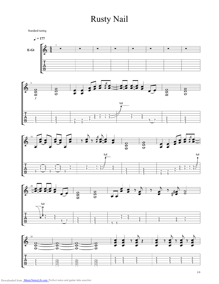 Rusty Nail guitar pro tab by X Japan