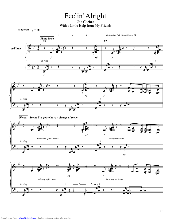 Feelin Alright guitar pro tab by Joe Cocker