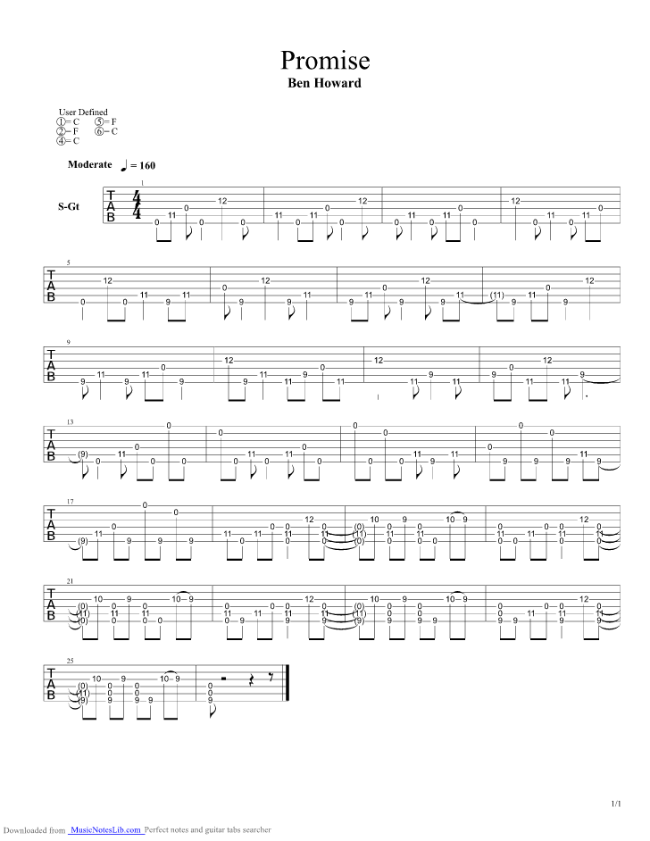 Promise guitar pro tab by Ben Howard