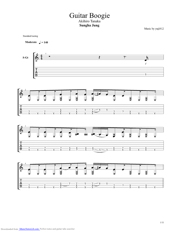 Guitar Boogie guitar pro tab by Sungha Jung