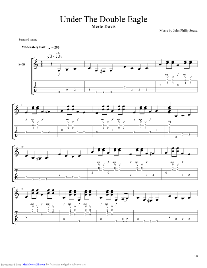 Under The Double Eagle guitar pro tab by Merle Travis