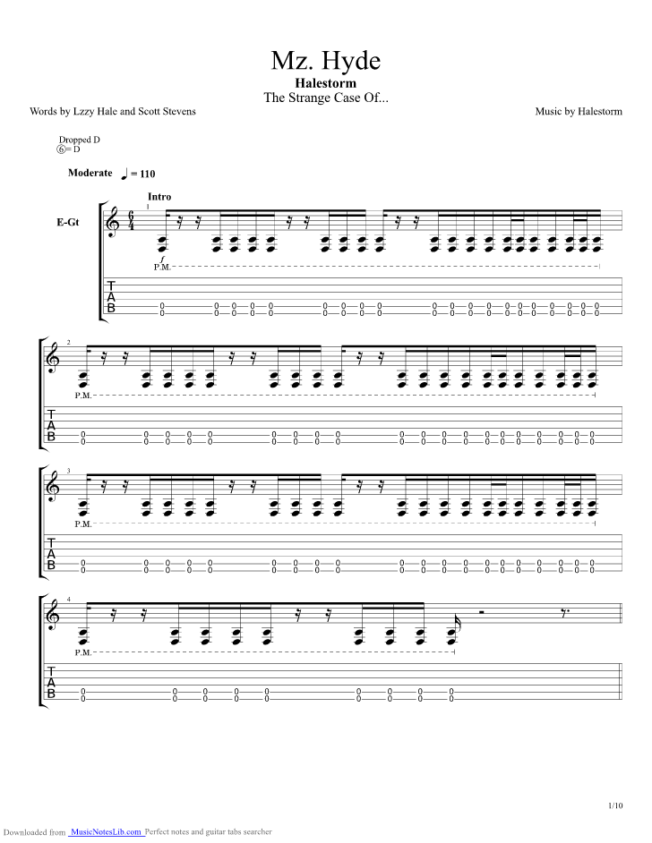 Mz Hyde guitar pro tab by Halestorm