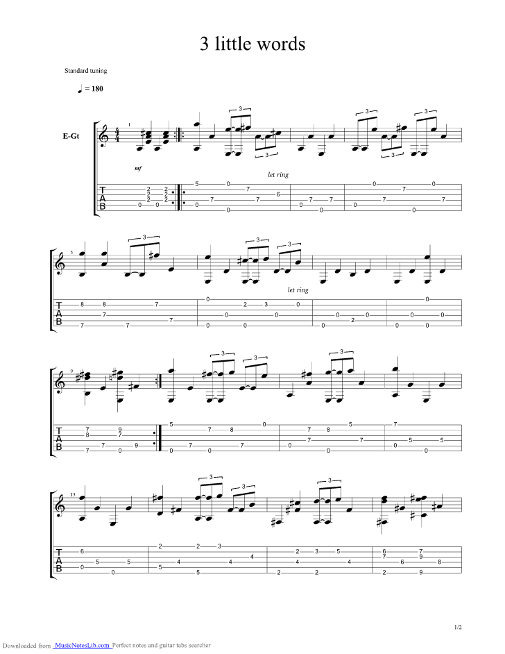 Three Little Words guitar pro tab by Chet Atkins