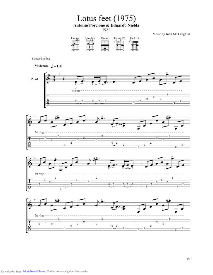 Lotus guitar pro tab by Antonio Forcione