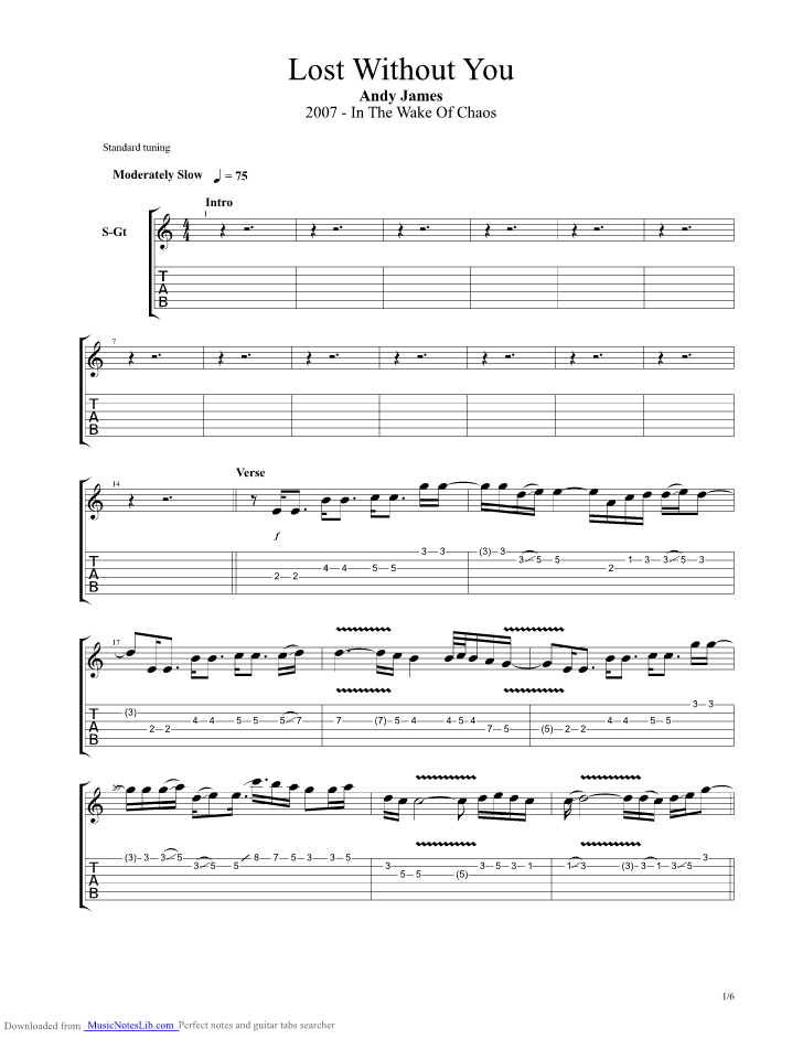 Lost Without You guitar pro tab by Andy James